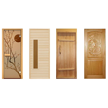 Дверь глухая 190х70 см гориз-диагон липа, короб из сосны, с ручками и петлями; Банные штучки, 32215