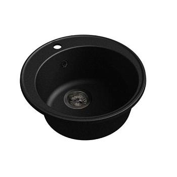Мойка кухонная врезная иск камень d480 мм GranFest-ECO-08 круглая черная