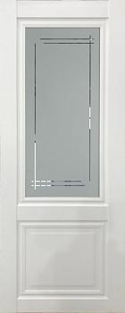 Полотно дверное Леском Венеция-4 белый софт ДО 900мм матовое с витражом