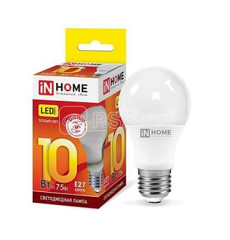Лампа светодиодная LED A60 VC 10Вт 230В Е27 3000К 900Лм; IN HOME, 4690612020204
