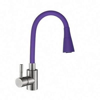 Смеситель для кухни однорычажный поворотный высокий излив фиолетовый Мармелад; Антей, 572579