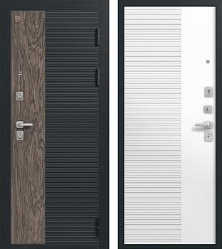 Дверь металлическая С-112 960х2050мм R 1,4мм черный муар/софт белый/софт ясень
