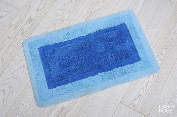 Коврик для ванной комнаты 50х80 см микрофибра на латексной основе сине-голубой Belorr blue; A13-35