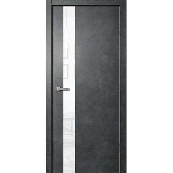 Полотно дверное 2005 эко-шпон бетон темный белое стекло 900мм защелка магнитная+скрытая петля 2шт