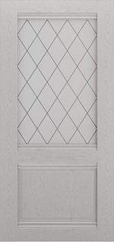 Полотно дверное Леском Венеция ясень серый ДО 600мм матовое с витражом