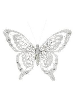 Украшение декоративное 18,5х14х1см бабочка в серебре; 82248