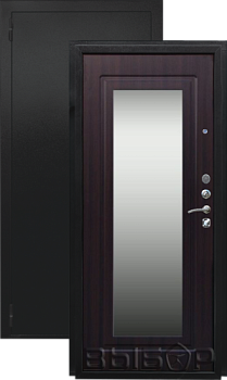 Дверь металлическая Выбор Зеркало 860х2050мм R 1,2 мм черный бархат/венге