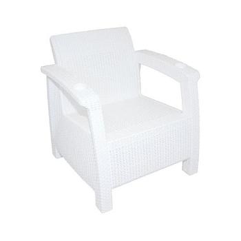 Кресло пластик Ротанг белое макс нагрузка 106 кг; М6265