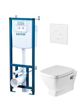 Комплект инсталляция Santek НЕО подвесной унитаз сидение микролифтинг кнопка белая; Santek