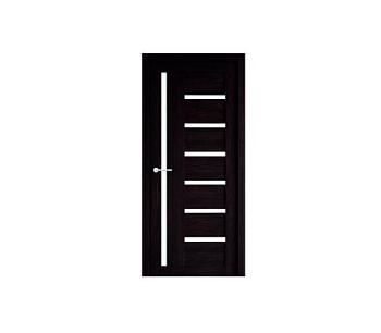 Полотно дверное Фрегат эко-шпон Мадрид темный кипарис 600мм стекло белое