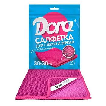 Салфетка для уборки микрофибра 30х30 см Для стёкол и зеркал, Dora; 2001-007-100